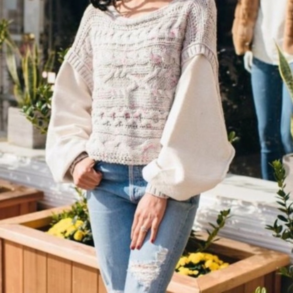 NWT Free People Sweater Honey Cable Pullover Multi Color Open Knit ~ Size Med - Picture 2 of 7